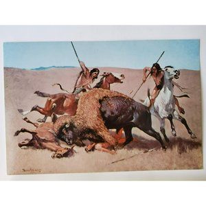 Frederic Remington, Large Postcard, Unused, Western Art Print, The Buffalo Hunt